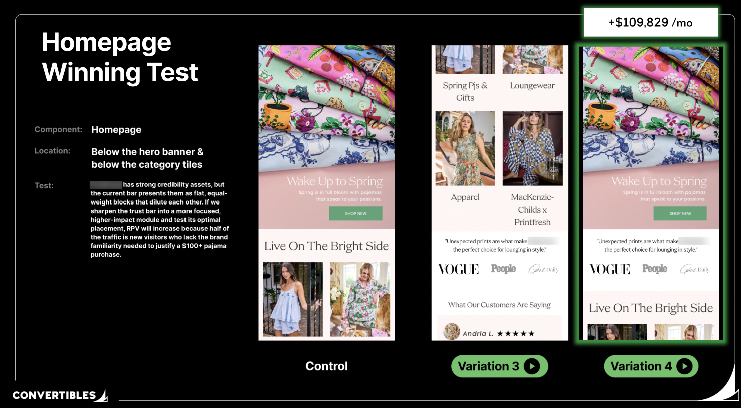 Homepage Press Logos vs USP Bar: +$109,829/Month From Placement