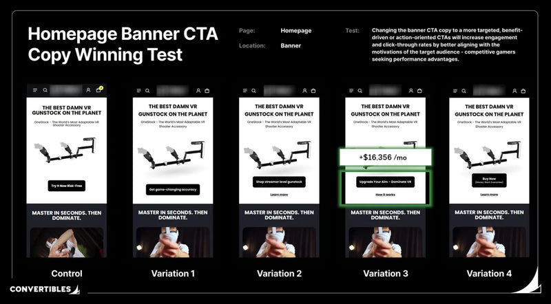 Homepage Banner CTA Copy Test: $16K/Month Case Study