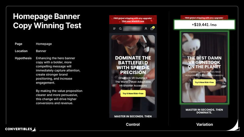 Homepage Banner Copy Test: $19K/Month Case Study