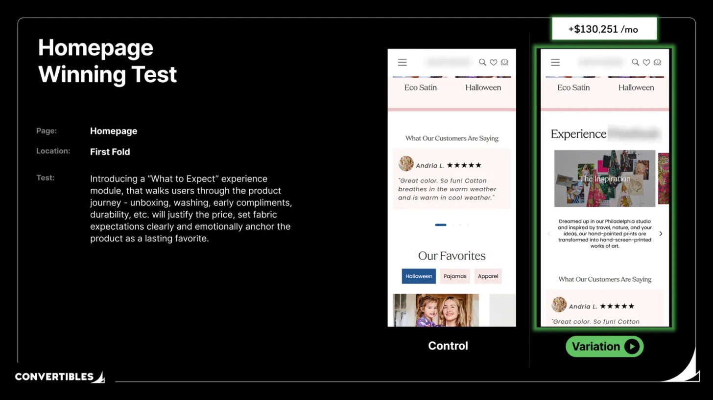 $130K/Month From a Homepage Story Above the Reviews Block